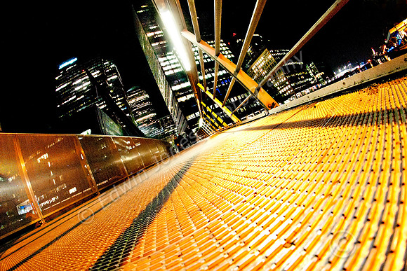 South Quay Footbridge Canary Wharf Night View